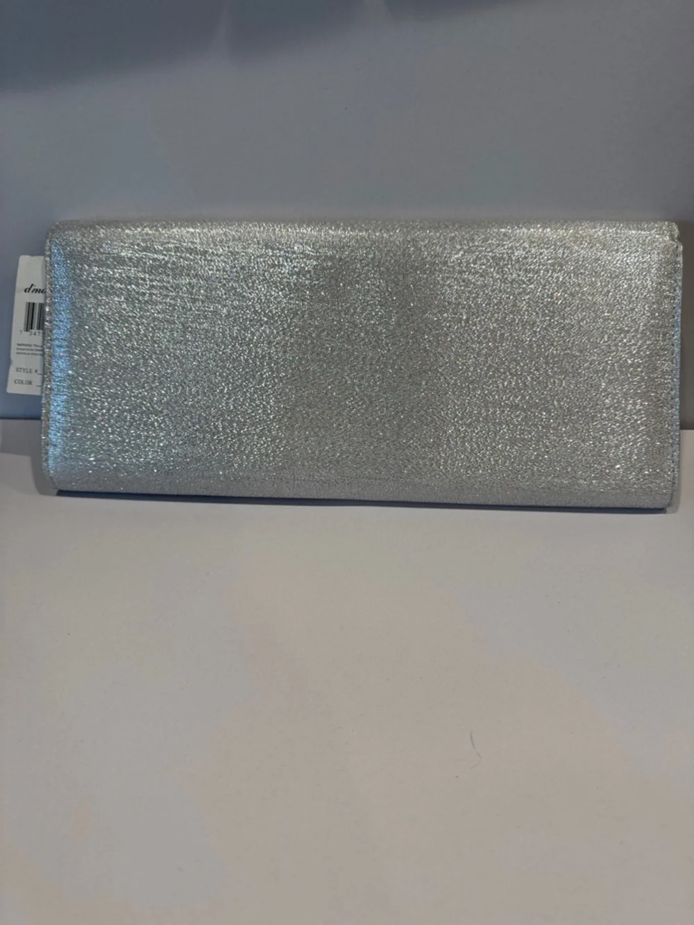 D’margeaux Silver Metallic Evening Clutch or crossbody with Gem closure Accent - Picture 2 of 9